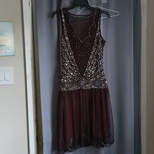 GatsbyLady Plum Beaded Flapper Dress Size 4